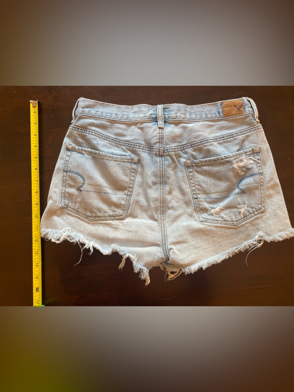 AE Light Wash Distressed Women's Denim Shorts - Picture 3 of 5